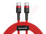 Cable de datos de alta calidad rojo Baseus CATKLF-G09 de carga rápida PD60W 2.0 (3A 20V) con conectores USB Tipo C a USB Tipo C de 1m longitud, en blister